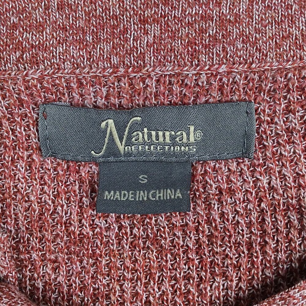 Natural Reflections Lace Up Neck Ribbed Sweater Women's Size Small Rust Red - Picture 7 of 8